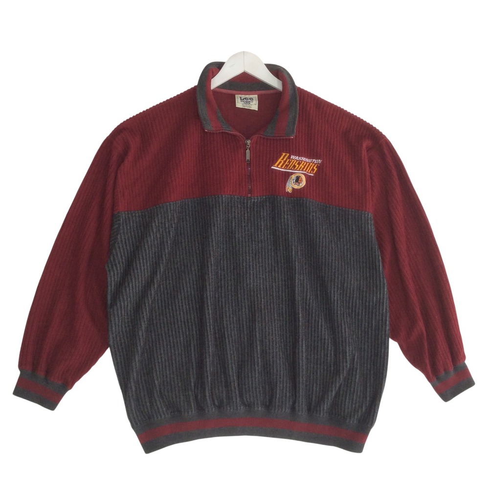 Vintage Lee Sport Washington Redskins Quarter Zip Pullover XXL Burgundy Gray